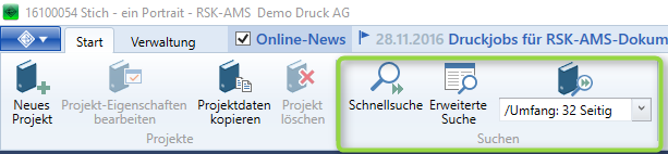 Alternative Suchmöglichkeiten im RSK-Auftragsmanagement Suchen und Finden
